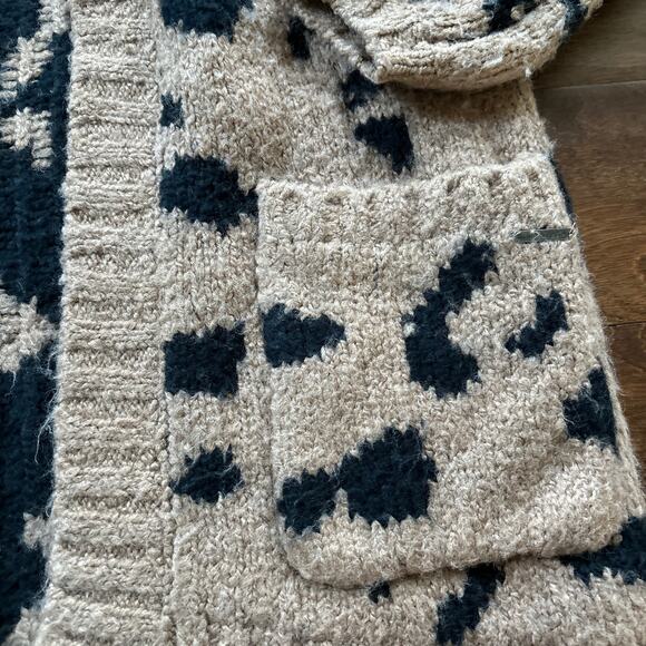 Abercrombie Women's Small Chunky Sweater Cardigan Animal Print Soft Wool Blend - Picture 5 of 10
